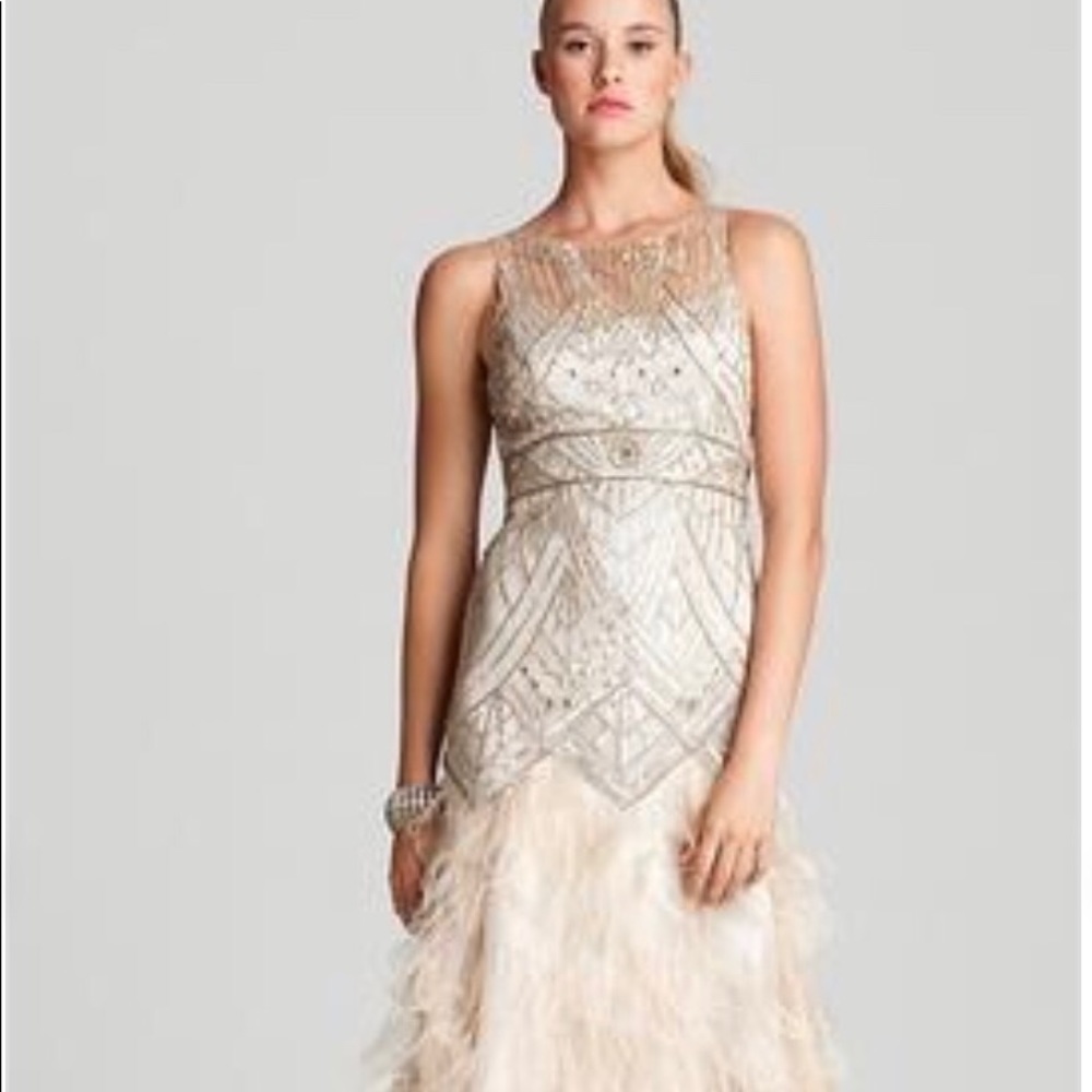 Sue Wong nocturne ostrich feather dress